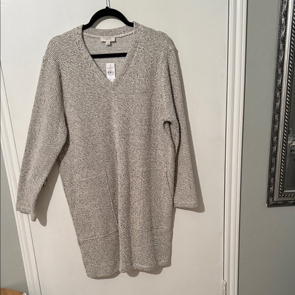 LOFT Gray Knit Sweater Dress